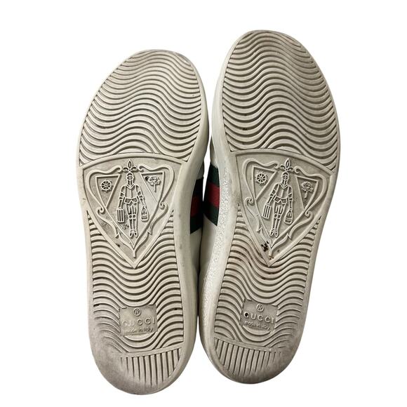 Gucci Ace Web Heart Leather Sneakers White Red Green Size 37.5 / US 7.5 - Picture 12 of 14